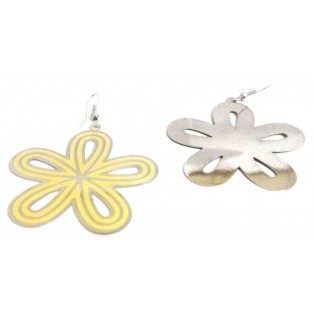 THE LONE FLOWER Earrings - Drop Long Dangling Hook - Classy Fashion - Dual Tone